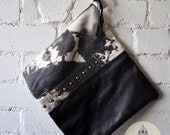 CALABASH Design Two Arrows Clutch Recycled Denim and Leather