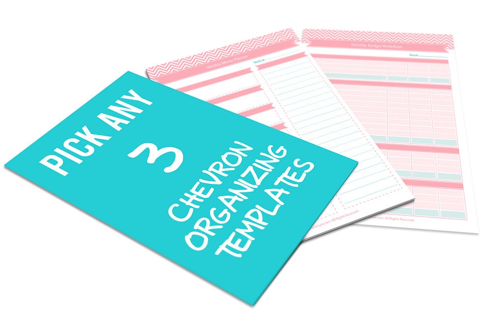 Pick Any 3 Organizing Pages of Your Choice From Any Chevron Kit