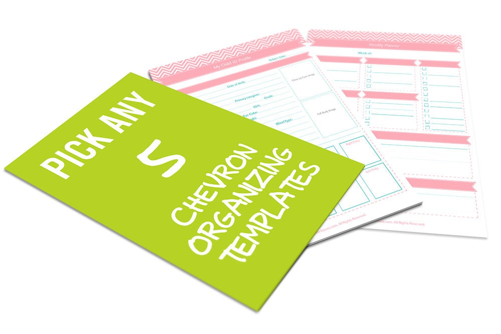 Pick Any 5 Organizing Pages of Your Choice From Any Chevron Kit