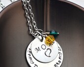 Mother's Day Necklace, Hand Stamped Jewelry, Custom Neckace, Mom, Mommy, Mother, Birthstone