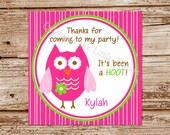 DIY Printable OWL Favor Tags / Stickers for Girls : personalized, pink and lime green Il_170x135