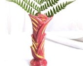 Vintage Vase//Mid Century//Art Deco// Raspberry //Gold //USA made from Tessiemay