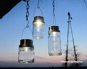 Wide Mason Jar Solar Lids 3 Garden Lanterns Hanging Mason Jar Solar Lights Outdoor Lights Wide Mouth Ball Canning Jar Solar LIDS, No Jars