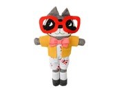 Henri,  the retro raccoon plush softoy with oversize glasses