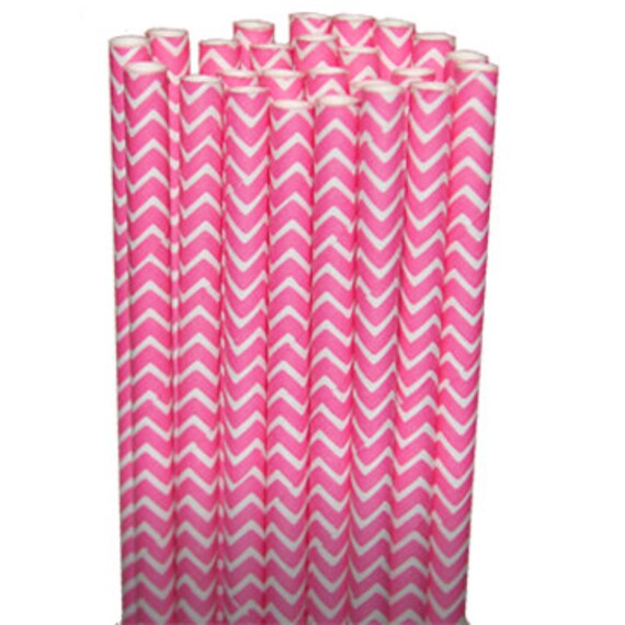 Chevron Zigzag Pink Party Paper Straws - Cake Pop Sticks - Pixie Sticks - Qty 25 Il_570xn