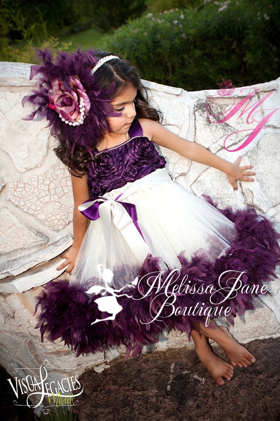 Plum Devine Girls Rosette Fluffy Dress