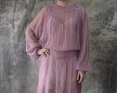 1920s Romantic Sheer Mauve Flapper Dress