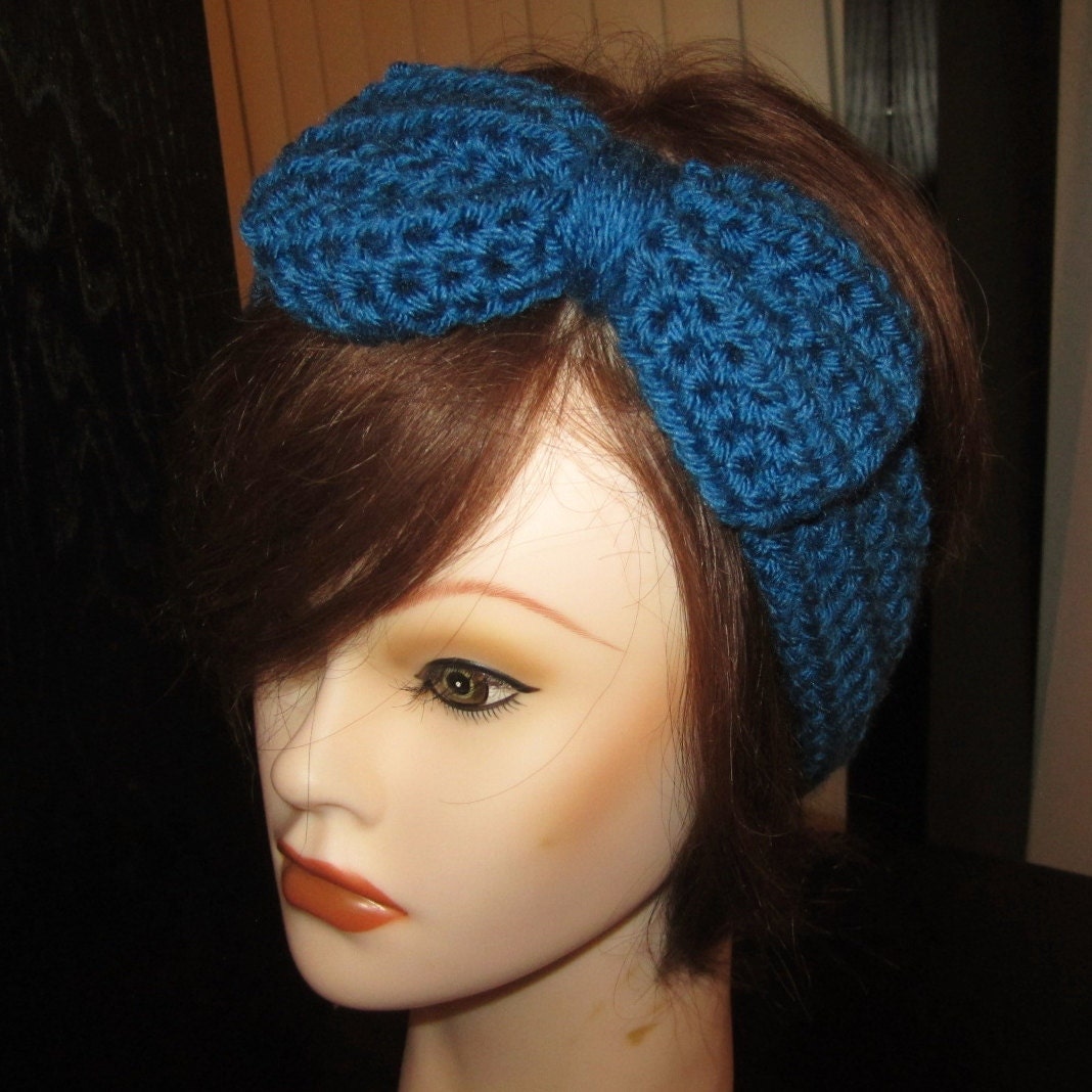 Crochet Headband - Winter Earwarmer - Bow
