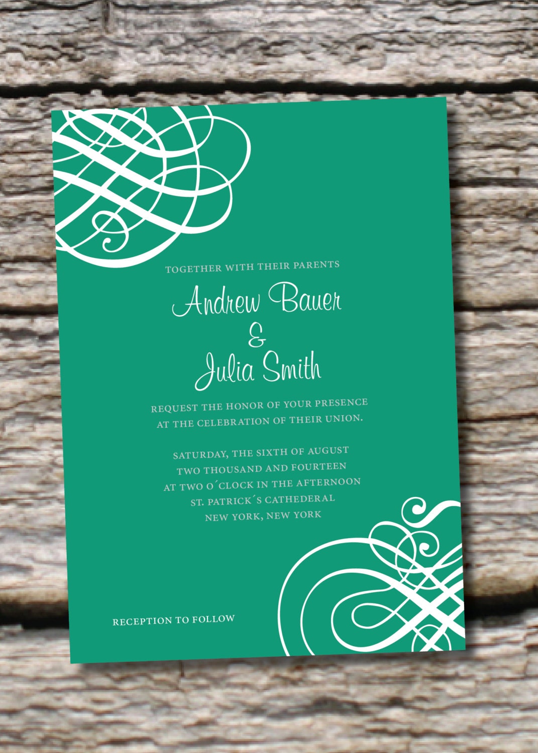 MODERN SWIRL Wedding Invitation/Response Card - 100 Professionally Printed Invitations & Response Cards