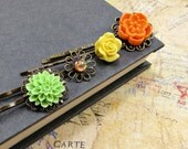Colorful Flower Hair Pins, Floral Bobby Pins in Orange, Yellow, Lime, Summer Hair Accessories by Flower Couture