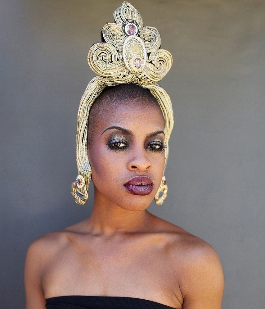 Gold Goddess Headband, Tribal Chic Head Piece or Haute Couture Necklace, two in one stunning exotic statement Accessory