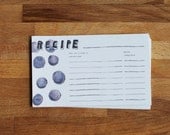 cute blueberry bold 3"x5" recipe cards - set of 12 cards - hand-drawn lettering and illustration