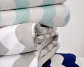 Baby Blanket, Wave Chevron and White Bubble Dot Minky