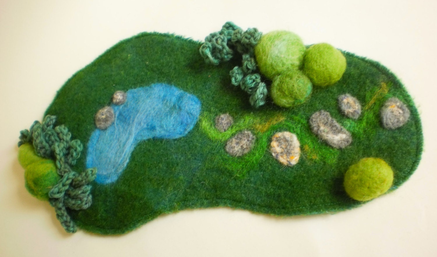 Waldorf  Inpired Natural Toy- Wool Playmat/Playscape with peg people
