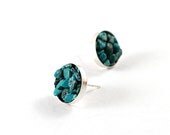 Sterling silver turquoise earrings blue studs