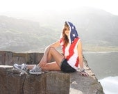 American Flag Hoodie - vest - womens clothing - womens jacket - flag clothing - sleeveless jacket - upcycled clothing