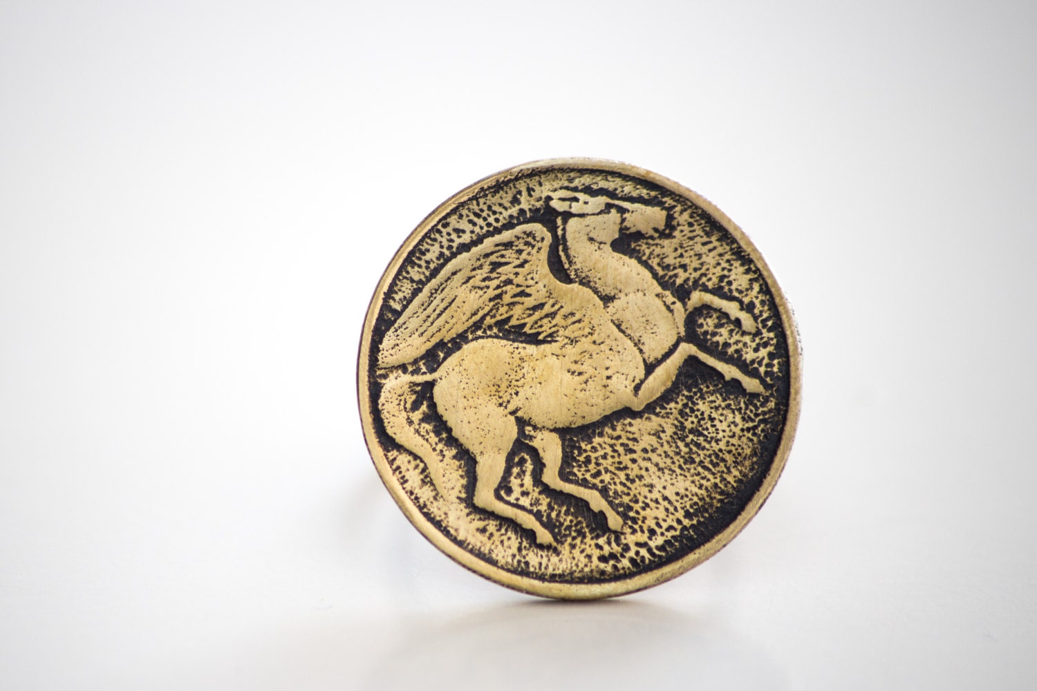 Pegasus Bronze Ring-Ancient Greek Pegasus Ring-Mythology Ring-Replica Coin Bronze Ring-Vintage Coin Pegasus Ring