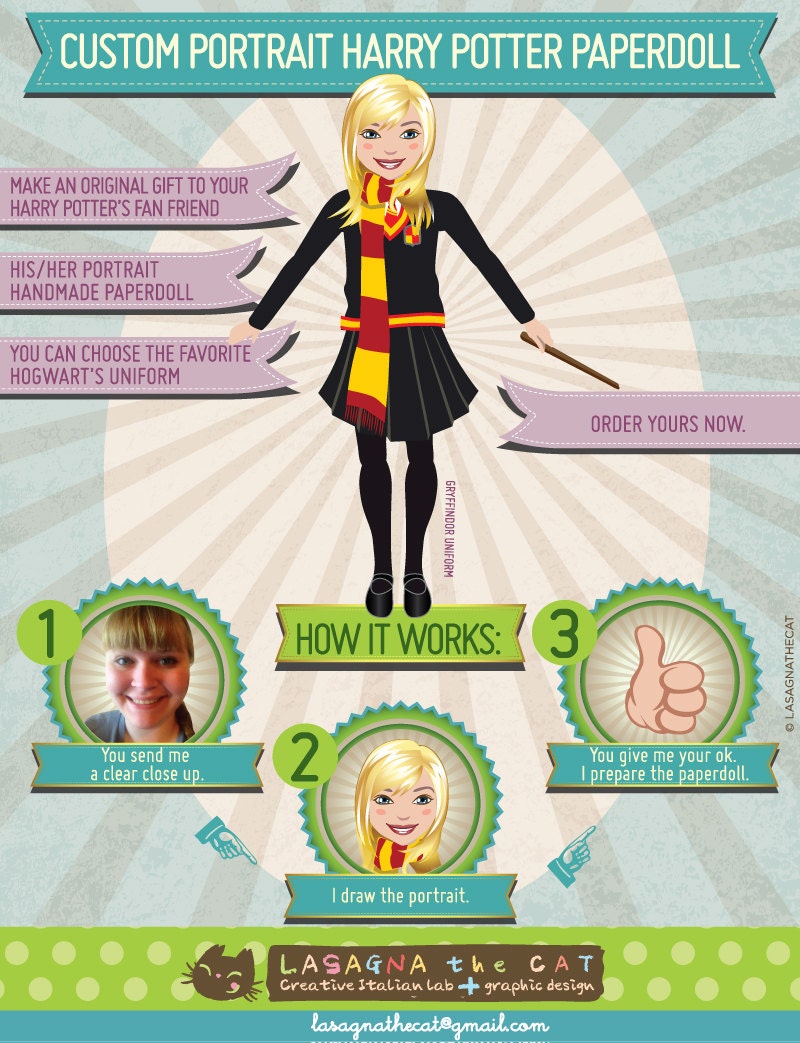 Custom portrait harry potter inspired moveable paperdoll