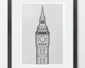 Big Ben (Elizabeth Tower, Houses of Parliament) fine art print, 11.8 x 8.2 "