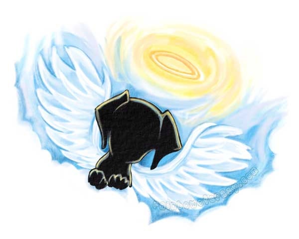 Angel Dog Art Print, Puggle Artwork, Pet Loss, Black Dog Artwork, 8x10 Wall Art, Puppy Print, Pet Memorial
