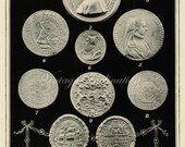 Antique Print 1907 MEDALS illustrating British History, b/w Victorian lithograph print,  illustrations wall art vintage