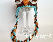 0-3 Months-Sleepy Owl Hat, Crochet Baby Hat, Unisex Baby Owl Hat, Photo Prop, Photography Prop MADE TO ORDER