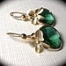 Emerald Earrings - Gold filled - Orchids - Bridesmaids - Wedding Jewelry - May Birthstone - Green - gift - Irish -