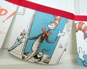 dr suess' The Cat in The Hat bunting banner, vintage repurposed children story book, bedroom / birthday garland, gift under 20