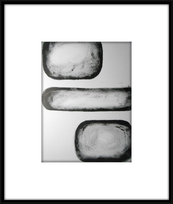 A3 Fine Art Black and White A3 Contemporary Original Abstract Ink Painting 11.7x16.5 " Divided"