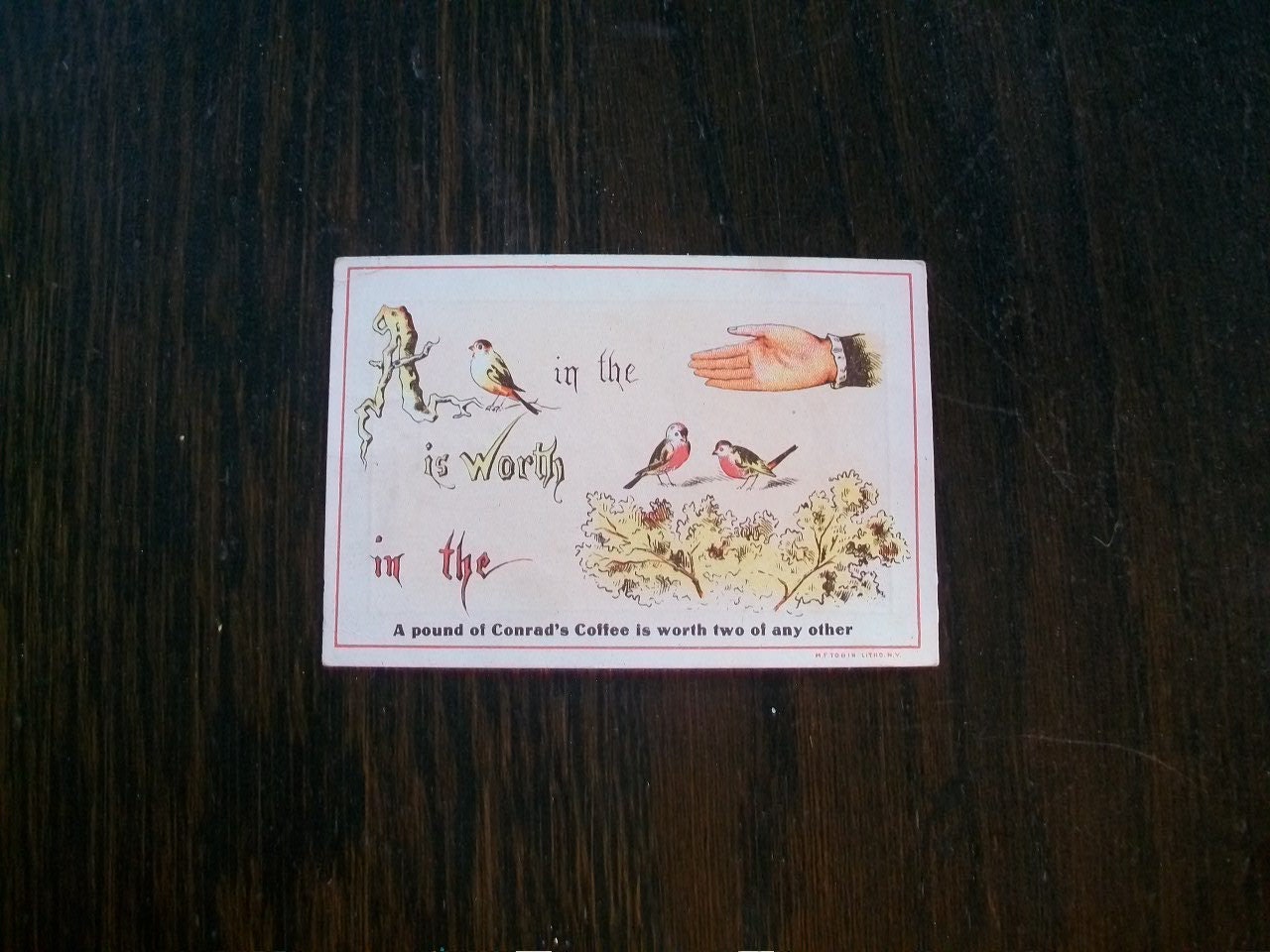 Vintage Trade Card Conrads Coffee Early 1900s Advertising