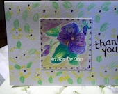 Thank You Note Card - Thank a Teacher - Thank a Friend - Watercolor card - Floral card - Purple pansy