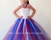 The Patriotic Flower Puff Headband - Girl's 4th of July Fabric Flower and Glitter Headband - Red, White & Blue Patriotic Hair Bow