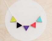 90's Rave Neons - Large Wooden Triangle Bunting Necklace