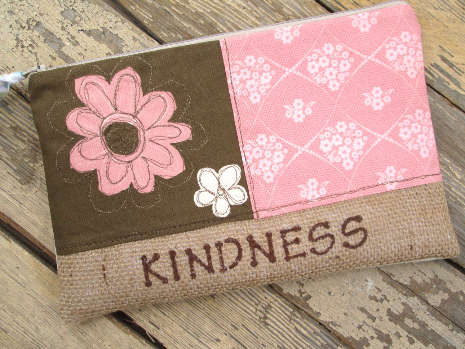 clutch purse, cosmetic bag, purse organizer, zipper pouch, inspirational KINDNESS, Teacher's gift, graduation gift under 20, READY to SHIP