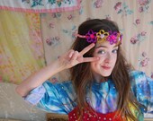 Gold and Purple Sparkly Pipe Cleaner Flower Crown