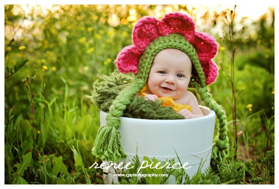 Ready-to-ship Infant Flower Bonnet with Braids NB