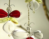 Butterfly Mobile, Glass Suncatcher, Window Decoration, Red Butterfly, Yellow, Glass Mobile, Childrens Mobile, Butterfly Ornament, Whimsical