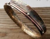 Spinner Bangle, Concave, Red Brass Bangle, Anticlastic Bangle, Copper and Sterling Silver, Earthy Organic Style