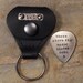 Personalized Guitar Pick & Black Leather Guitar Pick Holder/ Nickel Silver Guitar Pick/ Fathers Day