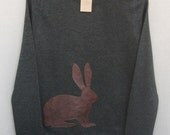 Leather Hare Jumper Women's Dark Grey Heather Lightweight Crew Neck Sweatshirt