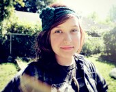 Turquoise Flower BOHO Vegan Tie Headband