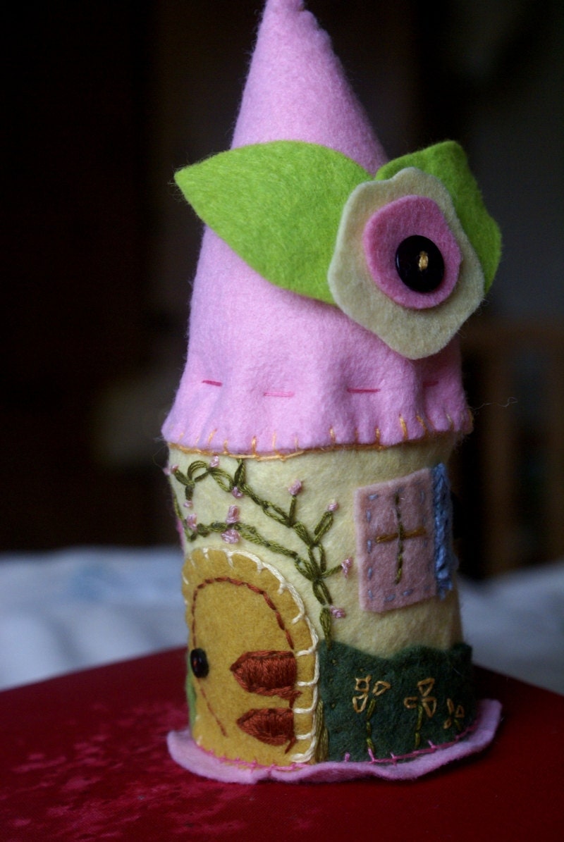 Fairy house - felt house - waldorf playscape -  SALE - nursery decor - tooth fairy house - Waldorf toy