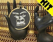 KIT Funny Cross Stitch Gorilla Face Threezle 3-Inch Hoop Rude Humorous Collectible Subversive DIY PDF Original