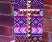 Pink Aztec Tribal Gold Cross Studded Matte iPhone 4 4S Phone Case