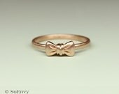 Bow Ring in 14K Rose gold, Ribbon ring in 14K pink gold, Gold bow ring, Fine jewelry gift for Her