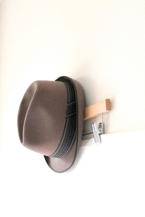 brown wool felt 60s hat for him- vintage brown/black accessory- men fashion- gift for teen boy- Jean Bourrel- size 58