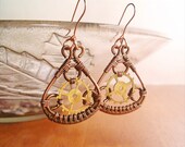 Steampunk Earrings Copper and Gears - Handmade Copper Earrings - Copper Jewelry - wire wrapped Earrings handmade