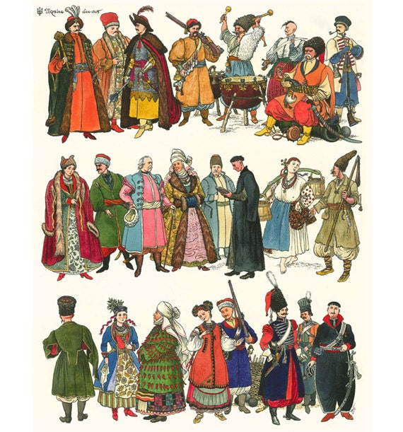 Ukraine - 11x14 - fine art print from original graphic series - wall art - home decor - historical costumes
