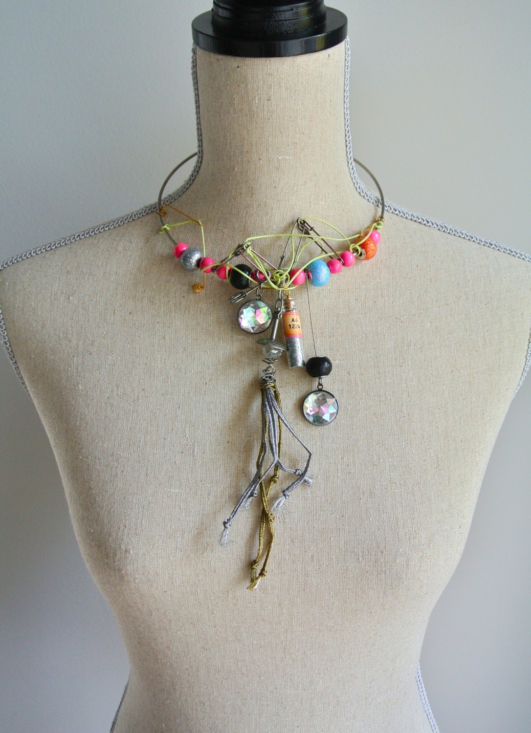 Metalwork and Bead Choker with Charms, No.1 - JNoliciousThings