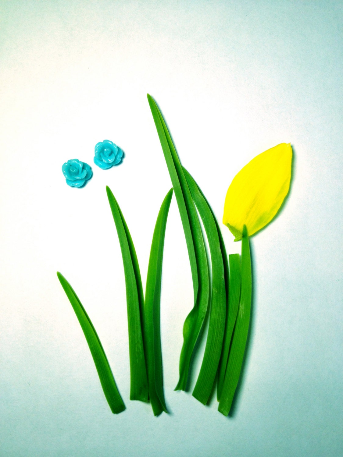 Rose Stud Earrings - Light Blue - AmeKnity